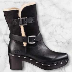 UGG Womens Brea Black Leather Boots
